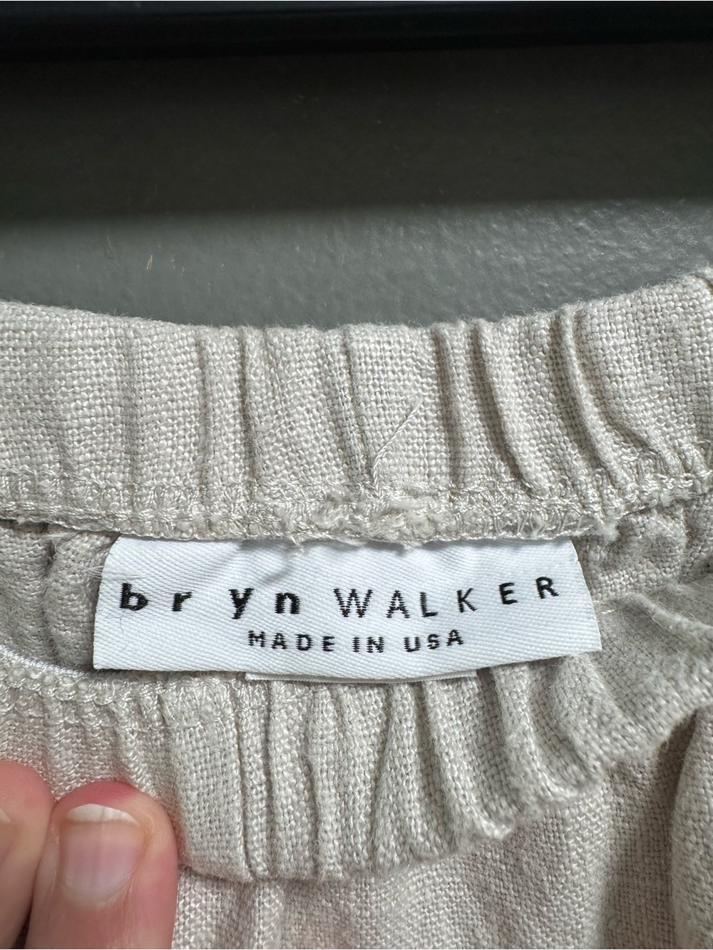 bryn Walker Relaxed Natural Cream Oatmeal Elastic Waist Linen Pant Lagenlook L - Picture 3 of 6
